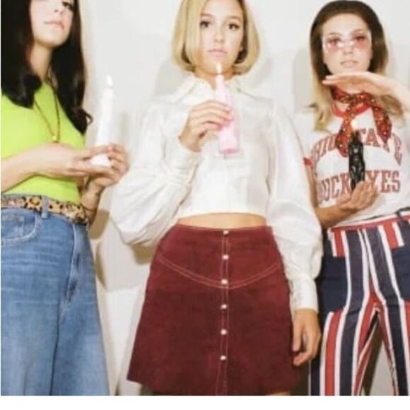 Zara Leather suede A-line miniskirt Front Pockets - Picture 6 of 11